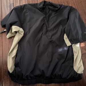 Walter Hagen Windbreaker Golf Jacket Mens Large Black Pockets Short Sleeve